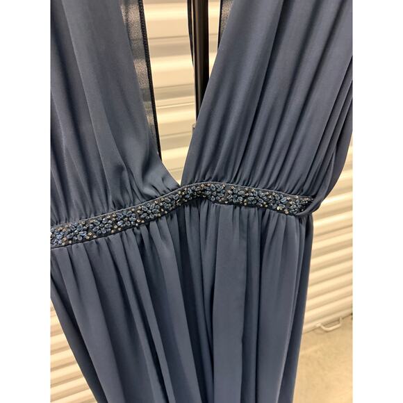 Asos Navy Goddess Plunge Vneck Gown 14 - Picture 3 of 8